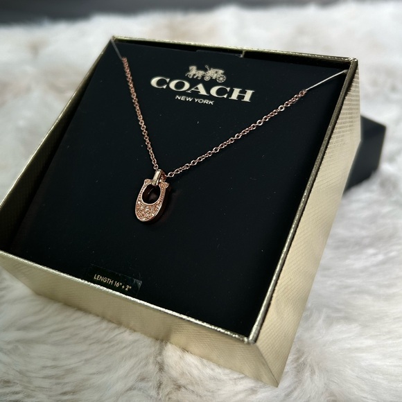 NIB Coach RoseGold Signature C Pendant Necklace - Picture 7 of 8